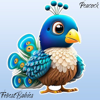 Adesivo Pavão De Bebê De Pé, Pêachick, Gráfico De Cartoons