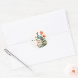 Adesivo Pavão de Casamento Botânico Vintage | Selo Elegant