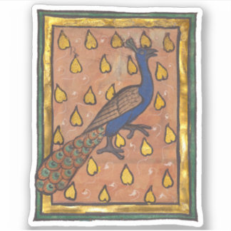 Adesivo Pavão do Bestiário Medieval c. 1270