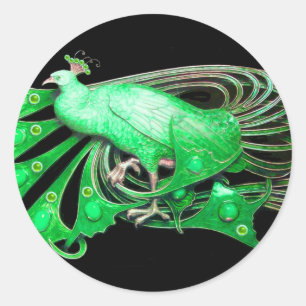 ADESIVO PAVÃO ELEGANTE NO VERDE, PRETO