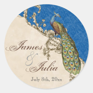 Adesivo Pavão & gravura a água-forte do vintage que