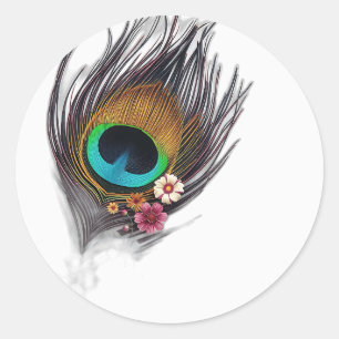 Adesivo Pavão Hyper-Realista com Padrão Floral