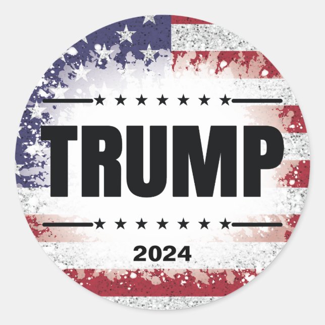 Adesivo Pavilhão Patriótico Americano Trump 2024 Sticker (Frente)