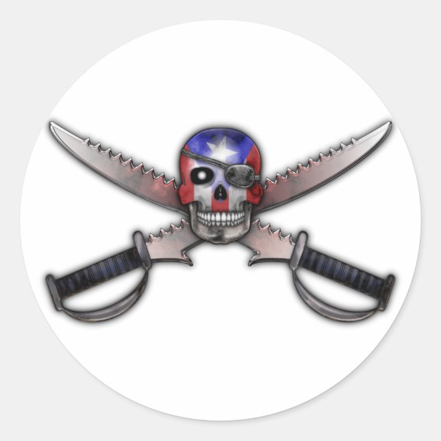 Adesivo Pavilhão porto-riquenho - Espadas crônicas e cruza (Frente)