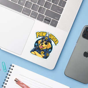 Adesivo Paw & Order Cão Polícia PNG, Cão K9 Divertido Subl