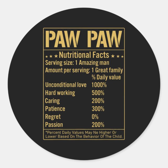 Adesivo Paw Paw Nutrition Fata Engraçado Avô Cita (Frente)