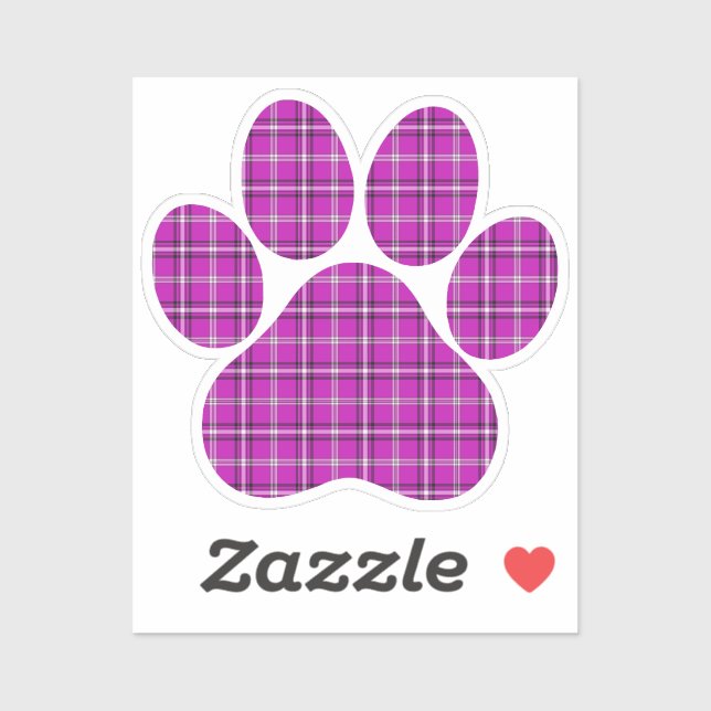 Adesivo Paw Shape Plaid Pink Purple Cat Dog (Folha)