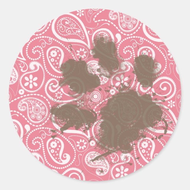 Adesivo Pawprint bonito em uma pia rosa escura (Frente)