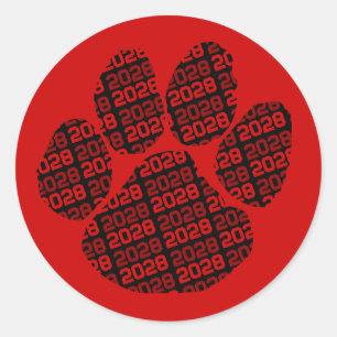 Adesivo Pawprint do Ano da Turma Vermelha e Preta