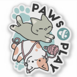 Adesivo Paws and Play – Adorable Cat Illustration