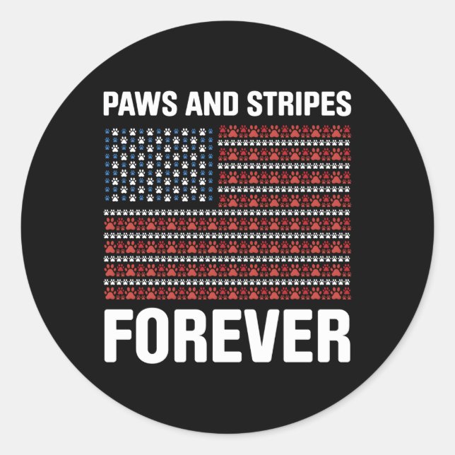 Adesivo Paws E Stripes Para Sempre Patriótico 4 De Julho (Frente)
