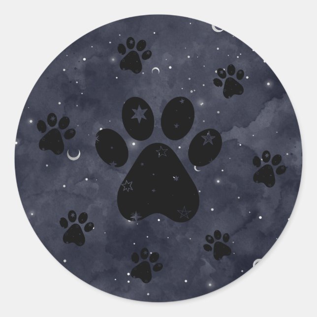 Adesivo Paws Star e Crescent Moons Blue Watercolor (Frente)