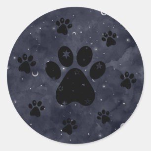Adesivo Paws Star e Crescent Moons Blue Watercolor