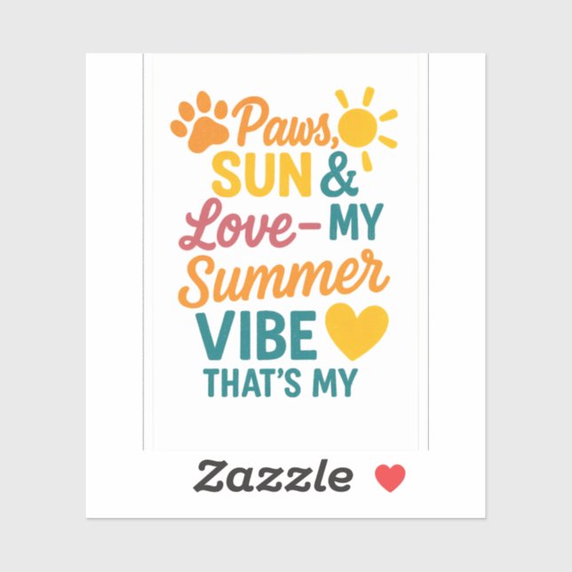Adesivo Paws, Sun & Love – Summer Vibes for Pet Lovers (Folha)