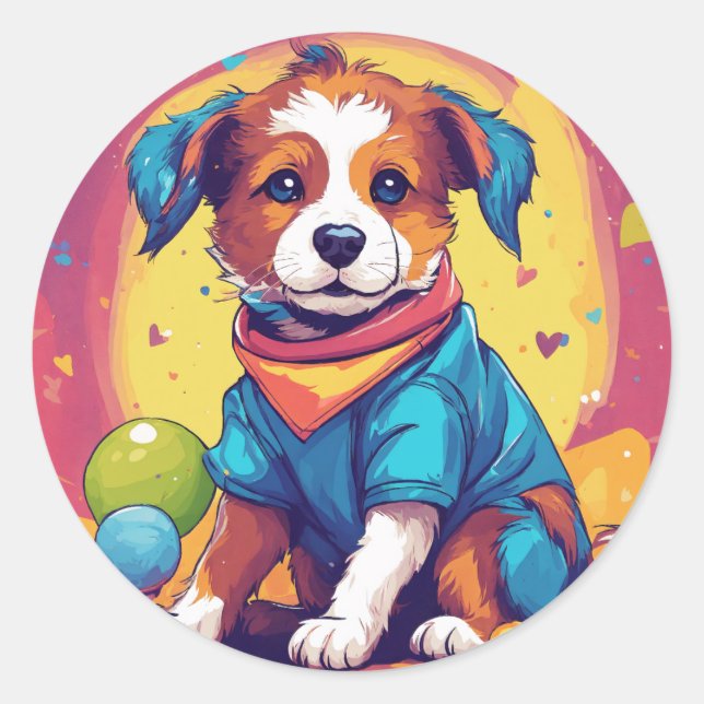 Adesivo Pawsome Pup: Playful Dog Sticker (Frente)
