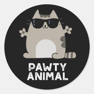 Adesivo Pawty Animal Funny Party Cat Pun Dark BG