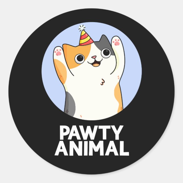 Adesivo Pawty Animal Funny Party Cat Pun Dark BG (Frente)