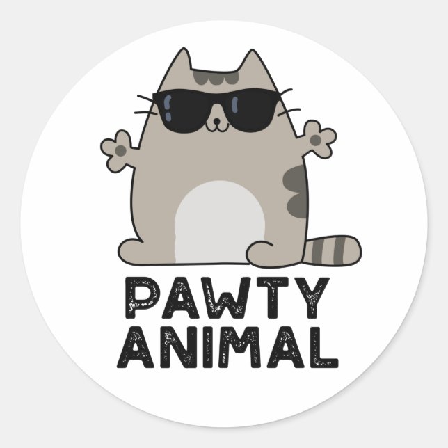 Adesivo Pawy Animal Funny Party Cat Pun (Frente)