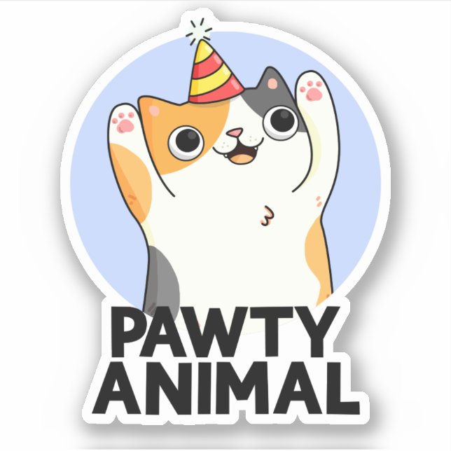 Adesivo Pawy Animal Funny Party Cat Pun (Frente)
