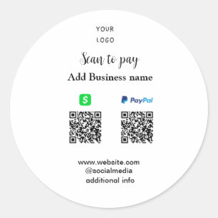 Adesivo Paypal Cashapp digitalizar para pagar QR adicionar