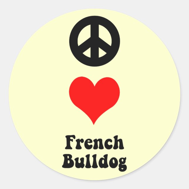 Adesivo Paz ama Buldogue Francês (Frente)