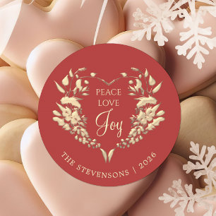 Adesivo Paz Amor Alegria Natal Vermelho Dourado