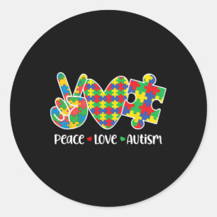 Adesivo Paz Amor Autismo Em Abril Usamos Azul Conscientiza