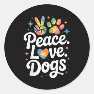Adesivo Paz Amor Cachorros Tie Dye Amante de Cachorro Resg
