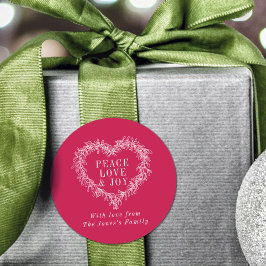 Adesivo Paz, amor, condecoração Natal, branco vermelho