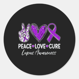 Adesivo Paz Amor Cura Consciência Lupus Guerreiro Roxo