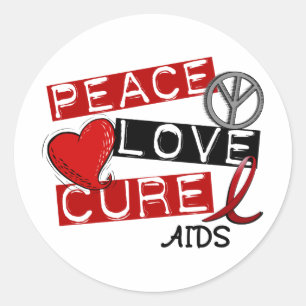 Adesivo Paz, Amor, Cure AIDS