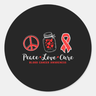 Adesivo Paz Amor Cure Câncer no Sangue Consciencialização