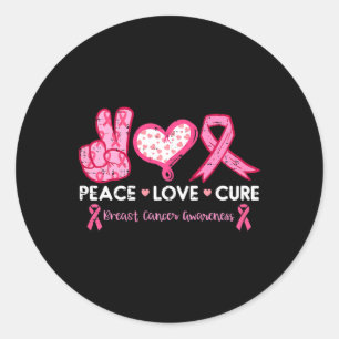 Adesivo Paz Amor Curto Cancer de Mama Sensibilização para