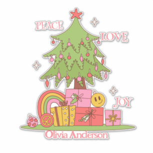 Adesivo Paz, Amor e Alegria - Árvore de Natal Retroativa a