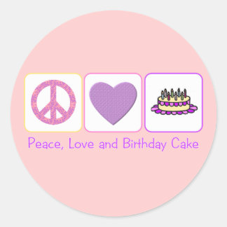 Adesivo Paz, Amor e Bolo de Aniversário