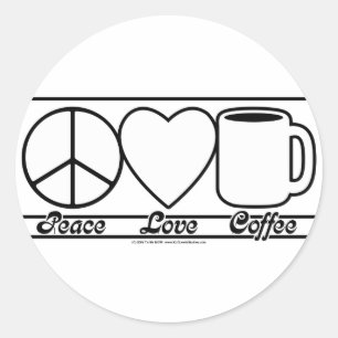 Adesivo Paz, Amor e Café