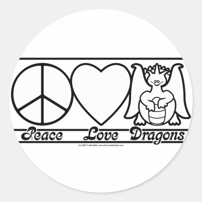 Adesivo Paz, Amor e Dragões (Frente)
