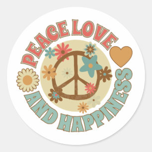 Adesivo paz amor e felicidade