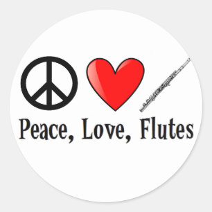 Adesivo Paz, amor, e flautas