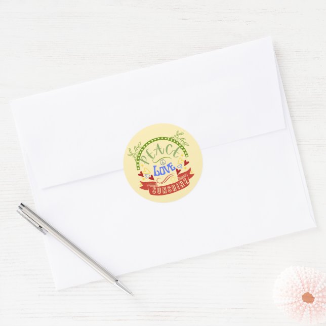 Adesivo Paz, Amor e Luz do Sol  (Envelope)