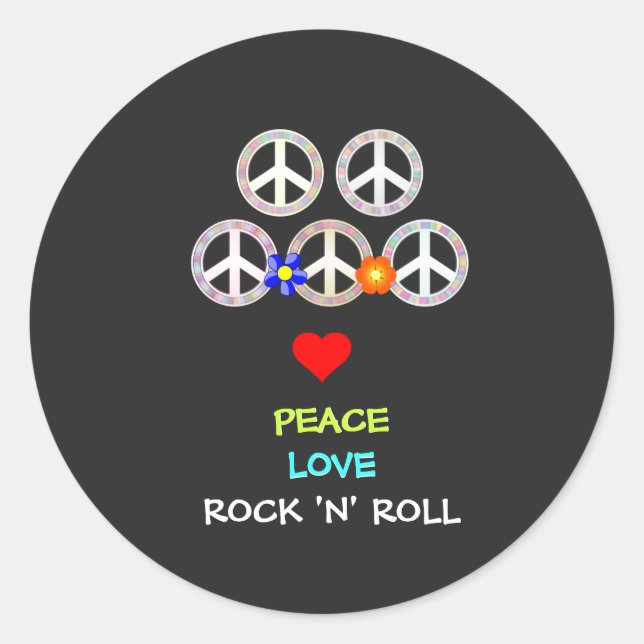 Adesivo Paz, Amor e Rock 'n' Roll (Frente)