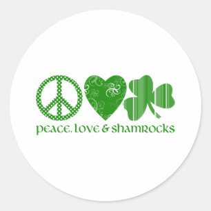 Adesivo Paz, Amor e Shamrocks