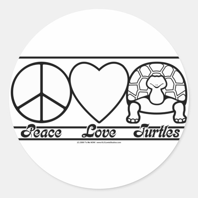 Adesivo Paz, Amor e Tartarugas (Frente)