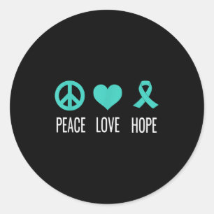 Adesivo Paz Amor Esperança Consciência do Câncer de ovário