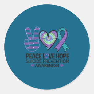 Adesivo Paz Amor Esperança Prevenção de Suicídio Tie Dye C