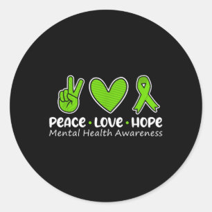 Adesivo Paz Amor Esperança Saúde Mental Consciência Verde