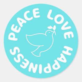 ADESIVO PAZ AMOR FELICIDADE STICKER REDONDO CLÁSSICO