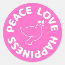 PAZ AMOR FELICIDADE STICKER REDONDO CLÁSSICO