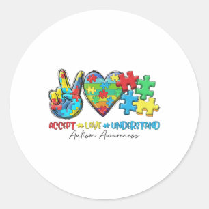 Adesivo Paz Amor Fita Autismo Atenção Aceitar Amor