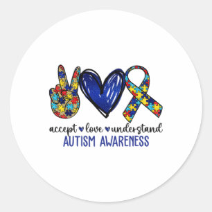 Adesivo Paz Amor Fita Autismo Atenção Aceitar Amor